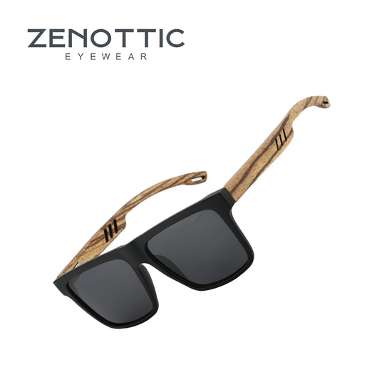 ZENOTTIC Fashion Walnut Wood Sunglasses with Dark Polarized Lenses for Men and Women | 100% UVA/UVB Ray Protection
