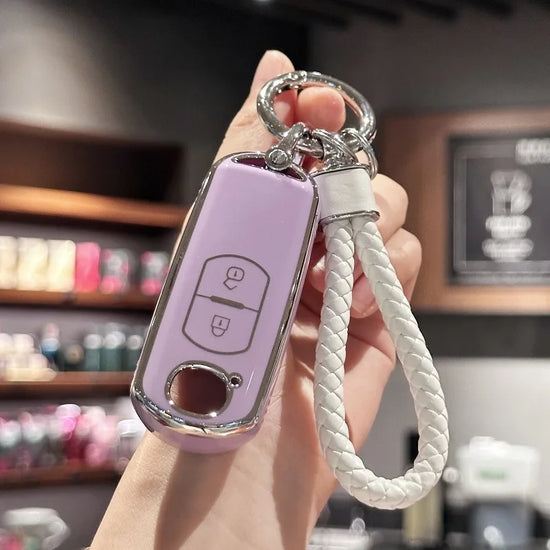 Soft TPU Key Fob Cover with Keychain Lanyard for Mazda CX-3 CX-5 CX-7 CX-9 Speed Miata MX5 2 Buttons Car Accessories